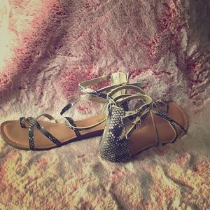 Snake skin zip back sandals